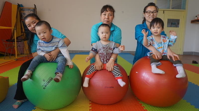 Children and their teachers at the Prince of Peace children's home.