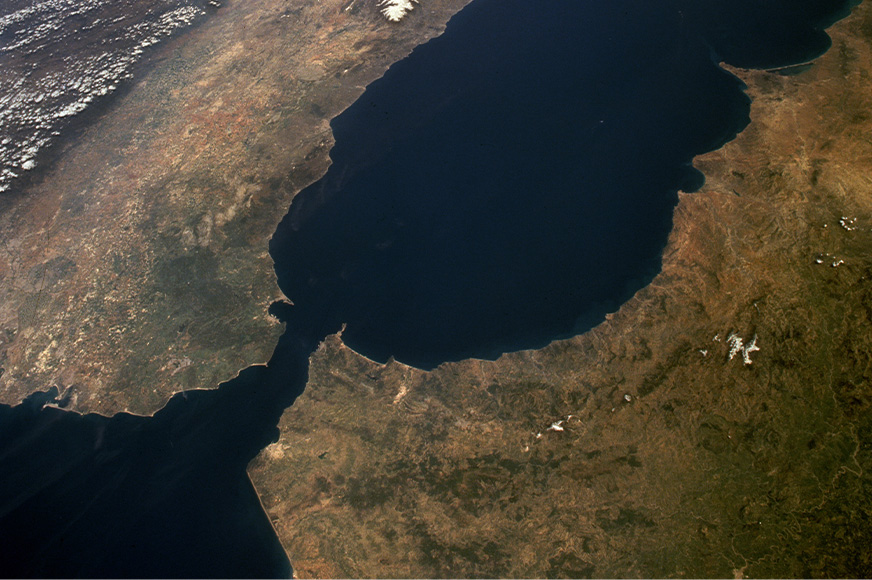 The Strait of Gibraltar as seen from space.