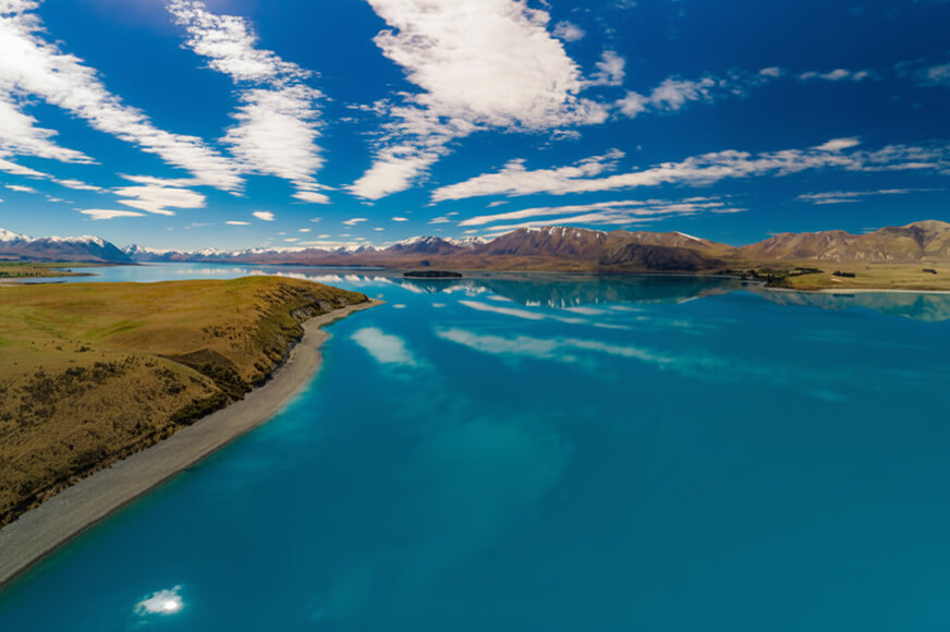 Clean lake with clean water in New Zealand