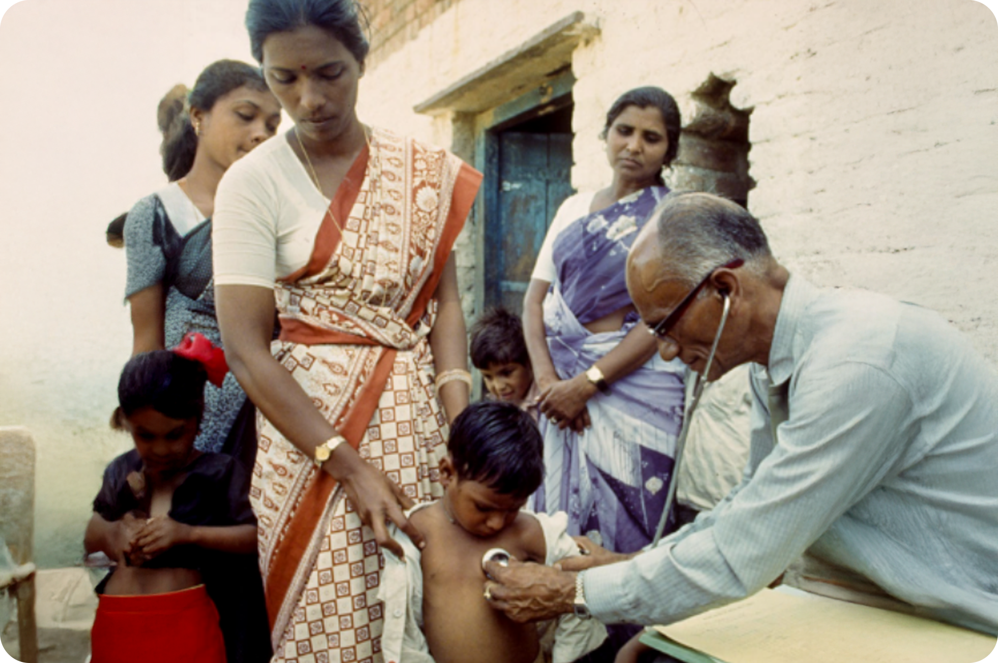A doctor provides care after the Bhopal Gas Tragedy