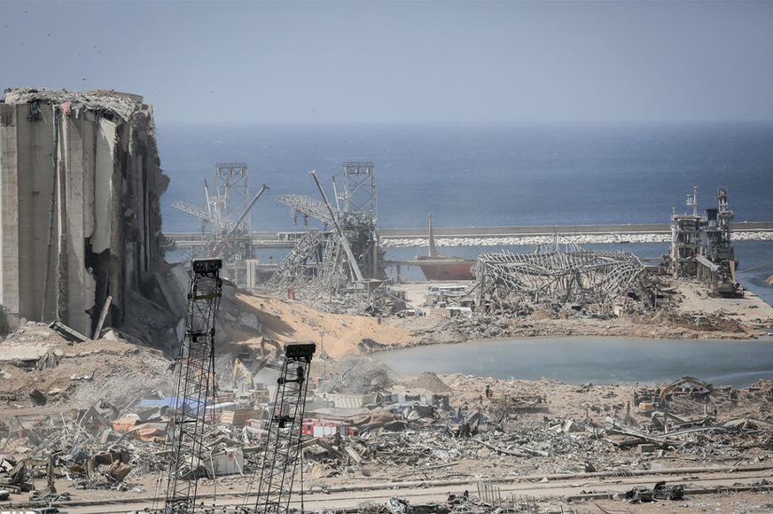 A flattened Beirut after the 2020 explosion