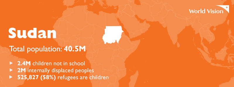 An orange world map highlighting the country of Sudan.