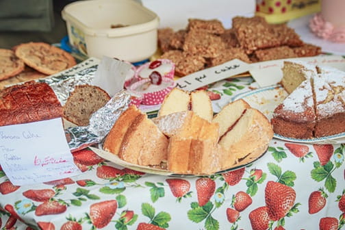 Homemade Baked Goods at Community Food Fundraiser Table.