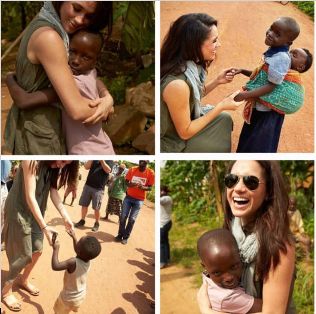 A collage of images of Meghan Markle in Rwanda.
