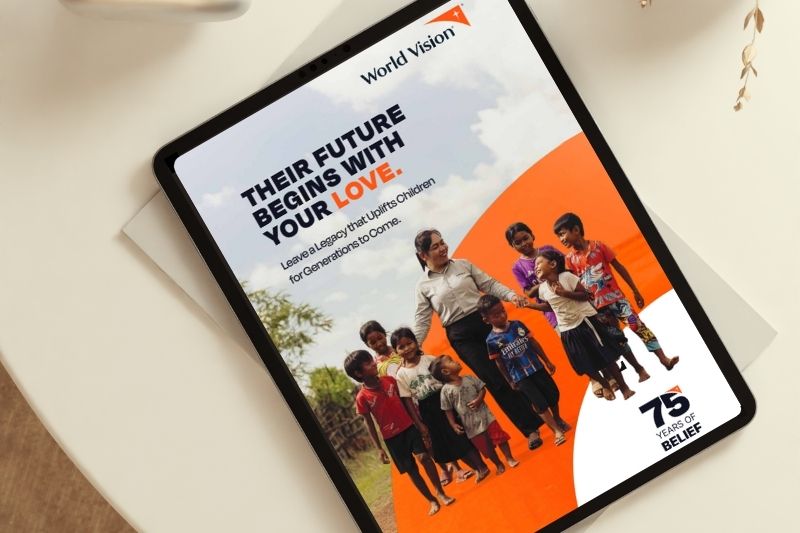 A PDF of the World Vision Canada Legacy Guide on a iPad.