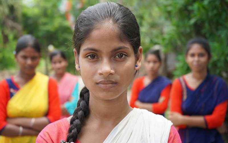 Poverty Reduction Girl from India - looking at the camera