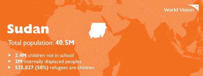 An orange world map highlighting the country of Sudan.