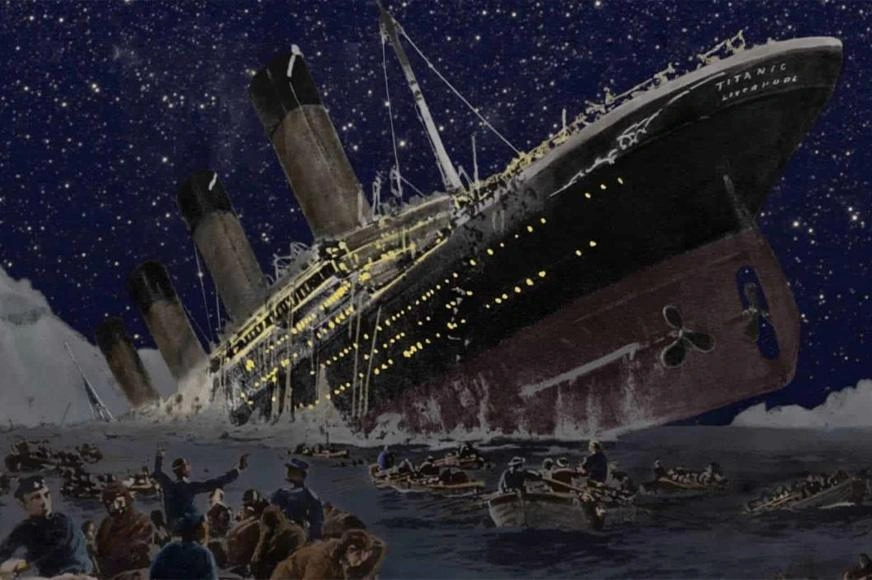 Illustration d'artiste représentant le naufrage du RMS Titanic