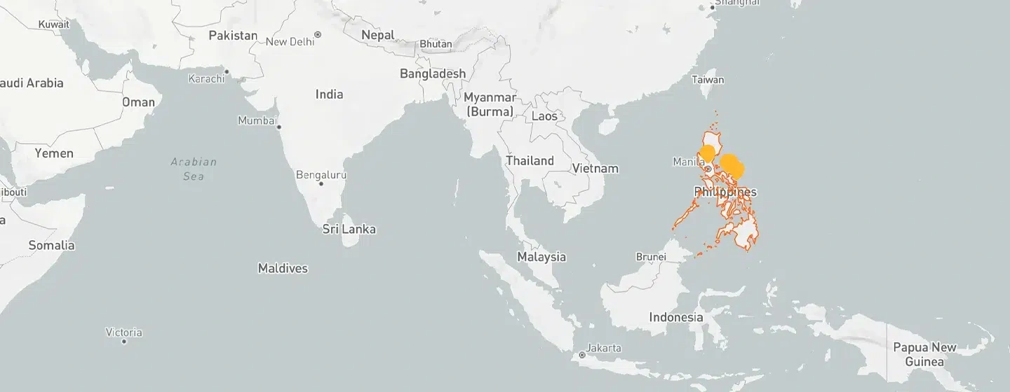 A map of the Philippines showing several locations where World Vision made an impact.