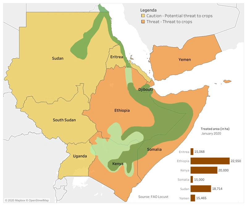 carte-de-la-crise-du-crécelle-du-désert-en-Afrique-de-l’Est-de-la-FAO.